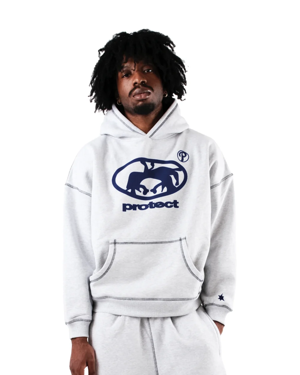 GREY/NAVY BRUDDA HOODIE - Image 4
